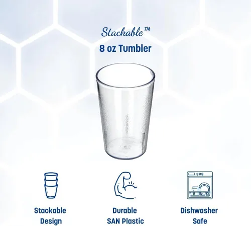 Vista 2 de Vasos de plástico Carlisle, apilables, resistentes a la rotura, sin BPA, Transparente