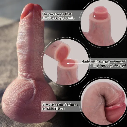 Vista 5 de Consoladores suaves realistas de 5.91 pulgadas para principiantes, consolador de silicona gruesa realista hecho a mano, pene suave con ventosa