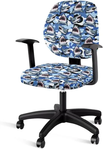 Vista 10 de Funda para silla de oficina de mármol azul, funda para silla de escritorio, sin brazos, fundas para sillas de computadora, 2 piezas, tela elástica