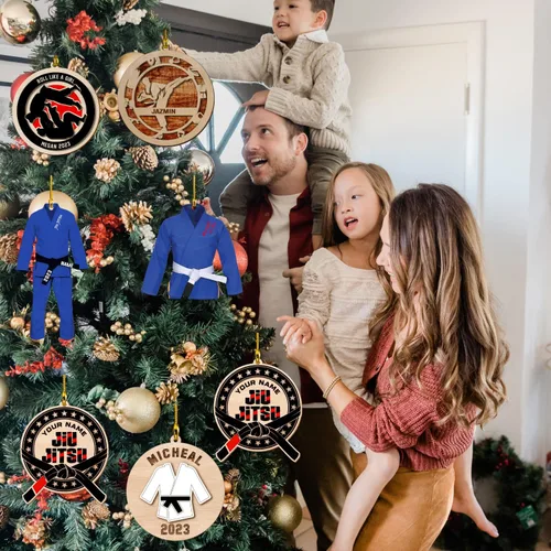 Vista 6 de Adorno de Jiu Jitsu personalizado, regalo para Navidad 2025, hombres y mujeres, equipo de Jiu Jitsu, adornos de Jiu Jitsu brasileño para Navidad