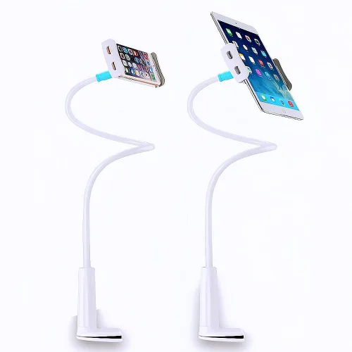 Vista 6 de Soporte de teléfono para tableta de cuello de cisne para cama. Soporte flexible ajustable para teléfono celular, soporte de abrazadera de clip