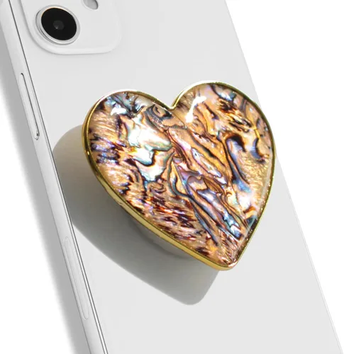 Vista 11 de OnTheGrip - Soporte plegable para teléfono móvil con diseño de concha de mar natural en forma de corazón para teléfono inteligente, tableta