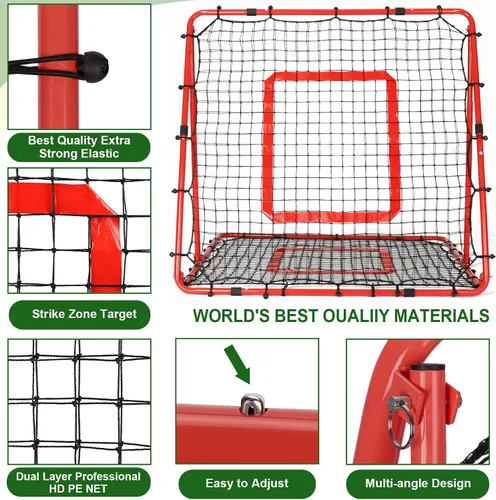 Vista 40 de BaseGoal Baseball Rebounder Net with Pitching Target,Easy Adjustable Angles Multi-Sport Training Rebound Screen, multi-angle pitch back; Strike