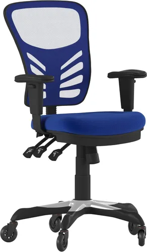 Vista 17 de Flash Furniture Nicholas Silla de oficina ergonómica giratoria ejecutiva multifunción de malla negra con brazos ajustables y ruedas de rodillo