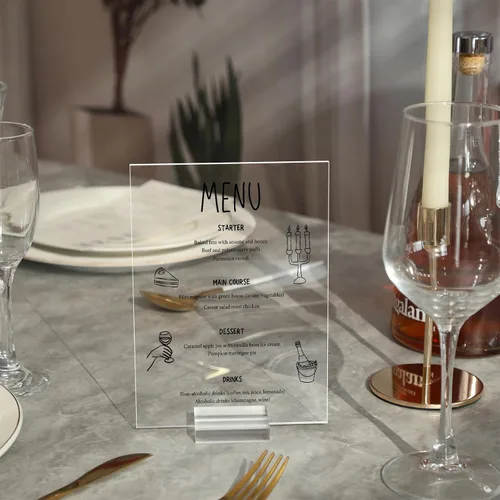 Vista 3 de UNIQOOO Paquete de 20 letreros acrílicos transparentes en blanco – Signos de números de mesa de 5 x 7 pulgadas, letreros de boda, tarjeta y letrero