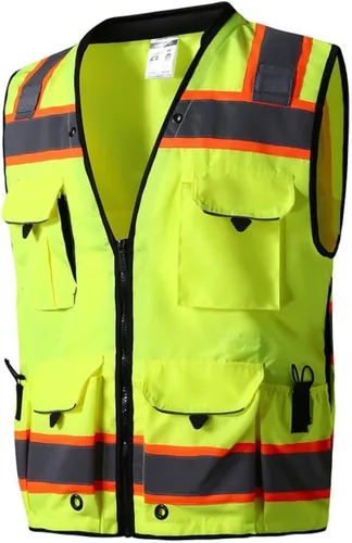 Vista 15 de SKSAFETY Chaleco de seguridad de nivel profesional de 12 bolsillos, chaleco de alta visibilidad Clase 2, ANSI/ISEA