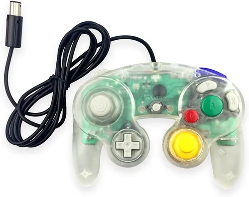 Vista 2 de Paquete de 2 controladores NGC clásicos con cable para Wii Gamecube (blanco transparente)