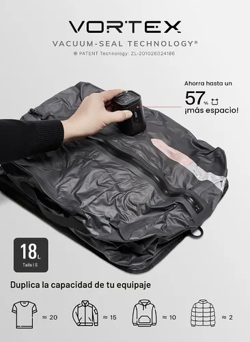 Vista 2 de Black Voyage Bolsa de Viaje Reutilizable de Compresión al Vacío para Maleta de Mano y Mochila, Reciclada IP67 Impermeable Ahorradora de Espacio Gris