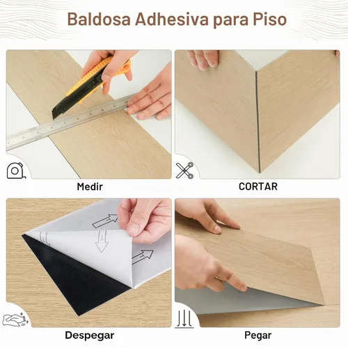 Vista 6 de MULGREAT Azulejos de vinilo impermeable de 54 pies cuadrados, 36 piezas autoadhesivas con aspecto de madera, para bricolaje, baño, lavandería Roble