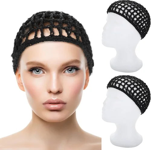 Vista 8 de WLLHYF Gorros de Peluca para Cabello Grueso y Largo, Gorros Ajustables de Red Malla Trenzada para Tejer, Hacer Crochet, Coser, Tejido de Red