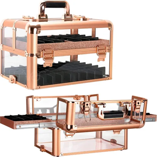 Vista 8 de Ver Beauty Art Craft - Bandeja blindada fácil de deslizar, caja de herramientas de almacenamiento con soporte para base, acrílico negro