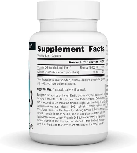 Vista 3 de Source Naturals, Vitamina D-3, 50 mcg (2000 UI) - 200 Cápsulas