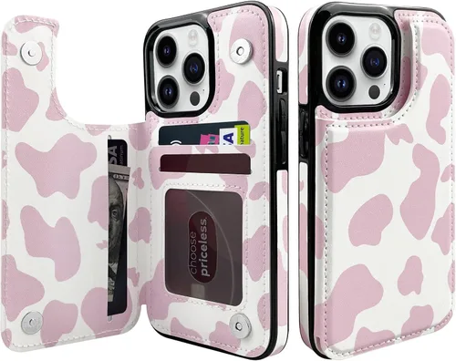 Vista 10 de Funda de piel con tapa para tarjetas compatible con iPhone 13 Pro de 6.1 pulgadas, para mujeres y niñas con tarjetero con función atril, doble