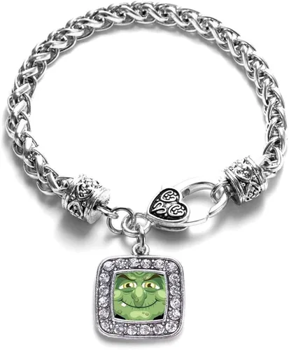 Vista 246 de Pulsera de dijes cuadrados de plata con joyería de circonita cúbica