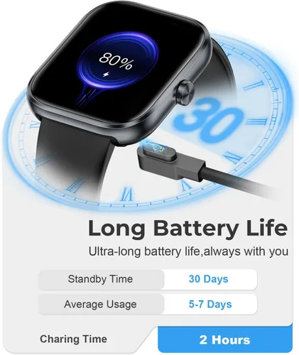 Vista 6 de Reloj inteligente para hombres y mujeres, reloj de fitness con pantalla táctil HD de 1.83 pulgadas con notificaciones Bluetooth de llamadas