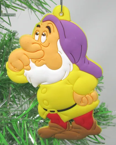 Vista 6 de Adornos para árbol de Navidad blanco nieve con personajes de enanos blancos como la nieve y varios enanos (diseño único)