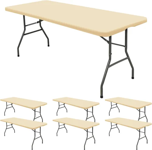 Vista 40 de 6 Pack de Manteles Ajustados para Mesas Rectangulares de 8 Pies, Cubierta de Mesa Aqua Azul Elástica para Picnic al Aire Libre, Paños de Mesa