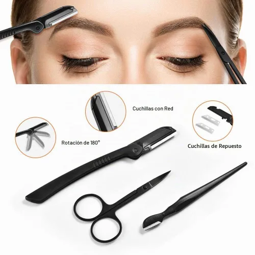 Vista 2 de Kit de cejas, herramientas exfoliantes multiusos para dermaplaning ZTRHYOO - Kit de herramientas de afeitar de cejas para mujeres y niñas, hombres