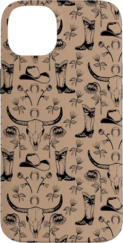 Vista 15 de Western Boho Skull, Sunflowers, Country Girls, Cowgirls Boot Case for iPhone 17