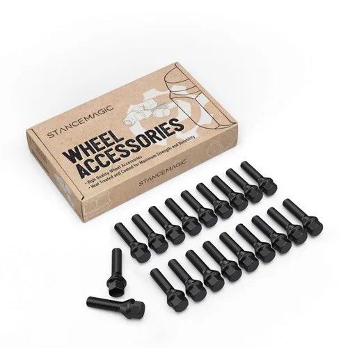 Vista 14 de 10 piezas de birlos plateados de 12 x 1.5 (longitud de vástago de 26 mm, base cónica) de longitud OEM - Compatibles con BMW 128i 135i 318i 320i 325i
