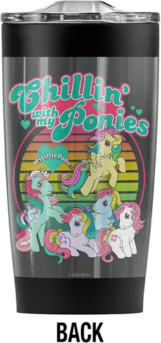 Vista 2 de My Little Pony - Vaso de acero inoxidable con tapa deslizante a prueba de fugas, con aislamiento al vacío y doble pared con tapa deslizante a prueba