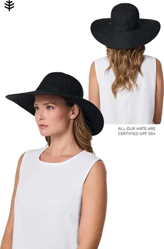 Vista 4 de Coolibar UPF 50+ sombrero con borde ancho para mujeres, de protector solar, talla única , Negro