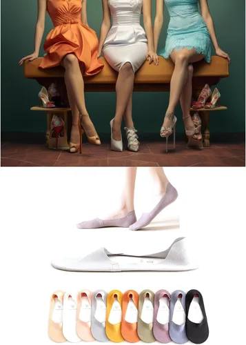 Vista 4 de fidragon Calcetines invisibles para mujer, de corte bajo, invisibles para zapatos planos y de vestir, calcetines con agarre antideslizante