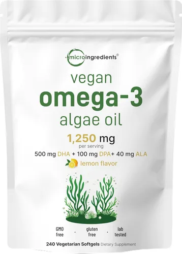 Vista 5 de Micro Ingredients Complejo de colágeno múltiple y suplemento de aceite de algas vegano Omega 3, paquete de 2 unidades Péptidos de colágeno