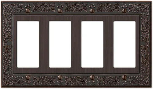 Vista 9 de Amerelle 43RVB - Placa de pared English Garden con 1 interruptor de palanca, metal fundido, color bronce envejecido, 1 paquete