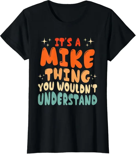 Vista 43 de Camiseta retro de los años 80 con texto en inglés "It's A Mike Thing You Wouldn't Understand", Negro