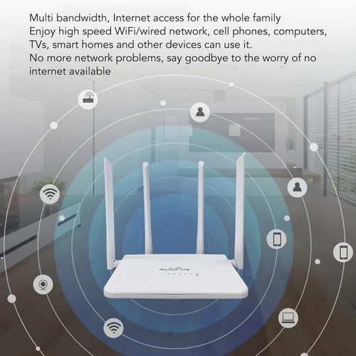 Vista 4 de Enrutador 4G LTE menos cable con ranura para tarjeta SIM, desbloquea cable móvil menos punto de acceso de fidelidad 300 Mbps con 4 antenas 5dBi