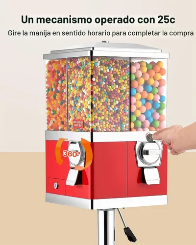 Vista 5 de VEVOR Máquina expendedora de dulces, máquina expendedora de dulces de cuatro compartimentos con soporte, máquinas expendedoras de chicles