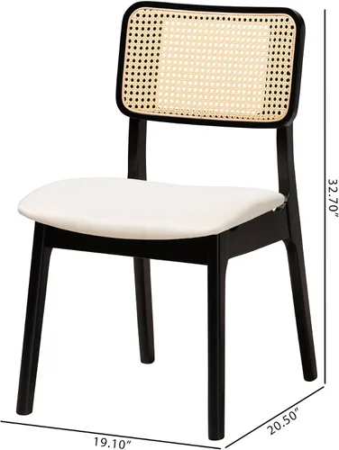 Vista 3 de Baxton Studio Dannon - Juego de 2 sillas de comedor, color crema/negro/marrón claro