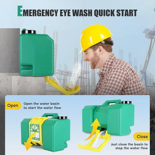 Vista 4 de Portable Eyewash Station 8 Gallon with Handle, OSHA Approved Eye Wash Station for Wall, Gravity Fed Emergency Eyewash Station for Construction Site