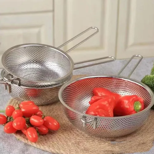 Vista 9 de Stainless Steel Colander Basket Easy to Use and Comfortable Grip Portable Strainer for Kitchens Multipurpose Use