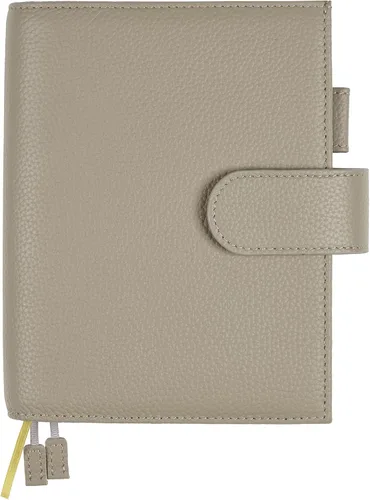 Vista 17 de A5 Funda de cuero para planificador de Hobonichi Cousin, Stalogy, Midori, Leuchtturm1917, y más - con presilla para bolígrafo, ranuras para Negro