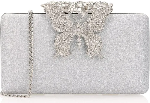 Vista 8 de Dexmay - Bolso de noche para mujer con cierre de mariposa y diamantes de imitación