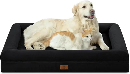 Vista 9 de Cama ortopédica grande para perros, cama impermeable para perros con funda extraíble, sofá suave para mascotas con 4 lados extraíbles y base
