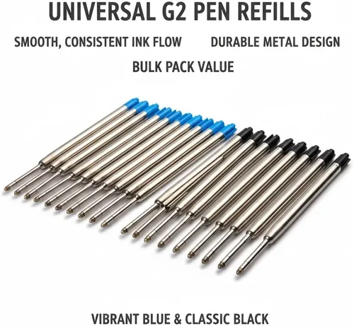 Vista 9 de Paquete de 20 repuestos de bolígrafo compatibles con TikiPen Black and Blue Parker. Tinta alemana de escritura suave y punta media de 0.039 in