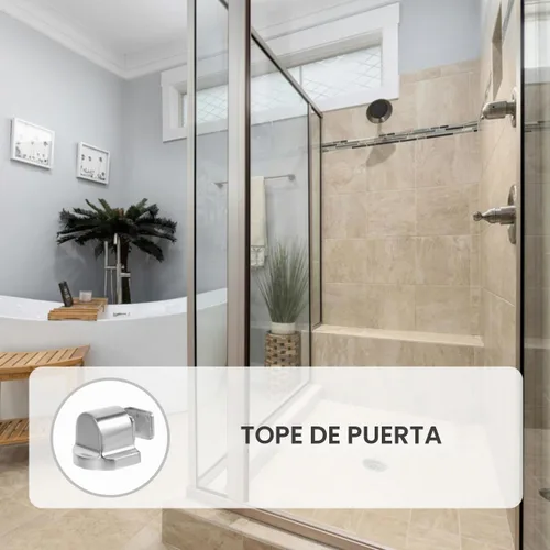 Vista 3 de Angoily Tope magnético para puerta de ducha, tope de puerta de montaje en piso con accesorios, tope de puerta de vidrio deslizante adhesivo sin