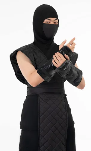 Vista 5 de Miccostumes Disfraz de Halloween Shotokan Ninja Black Fighter para hombre