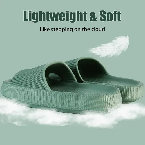 Vista 4 de rosyclo Pantuflas con sensación de nube para mujeres y hombres, pantuflas acolchadas para la ducha, sandalias de baño, máxima comodidad, ligeras