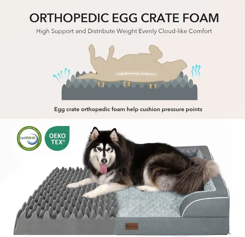 Vista 78 de Camas ortopédicas para perros grandes, cama de espuma viscoelástica impermeable para mascotas grandes con lados 89x56 cm, sofá para perros grandes