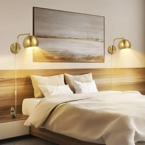Vista 6 de VATONI Aplique de Pared Regulable Enchufable con Brazo Articulado, Luces de Pared con Cable de Enchufe y Interruptor de Perilla Regulador