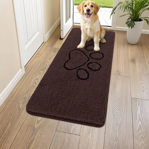 Vista 253 de Smiry Tapete para puerta de perro para patas fangosas, absorbente y Gris y negro