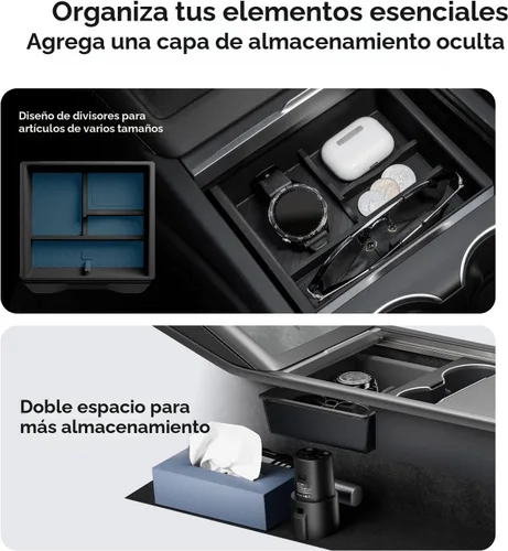 Vista 2 de Wigoo Para 2026 Tesla Model Y/3/YL Accesorios Organizador de consola 2PCS Negro