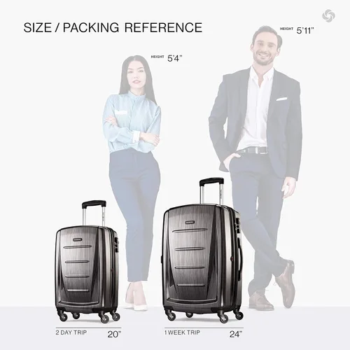 Vista 127 de Samsonite Winfield 2 Equipaje rígido con ruedas giratorias, Azul profundo, Juego de 3 piezas (20/24/28)