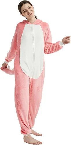 Vista 5 de CALANTA Mono de dinosaurio para adultos, disfraz de dragón T-Rex Animal para mujer, pijama de felpa de una pieza, cosplay, Halloween, Navidad