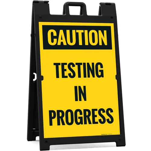 Vista 6 de Caution Testing in Progress Sidewalk Sign Kit, 10x16 Inches, Replacement Panels (2 Pack) Thick HDPS Plastic, Made in USA by Sigo Signs