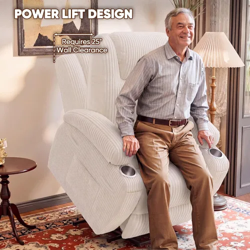 Vista 4 de Flamaker Silla reclinable eléctrica para personas mayores Beige